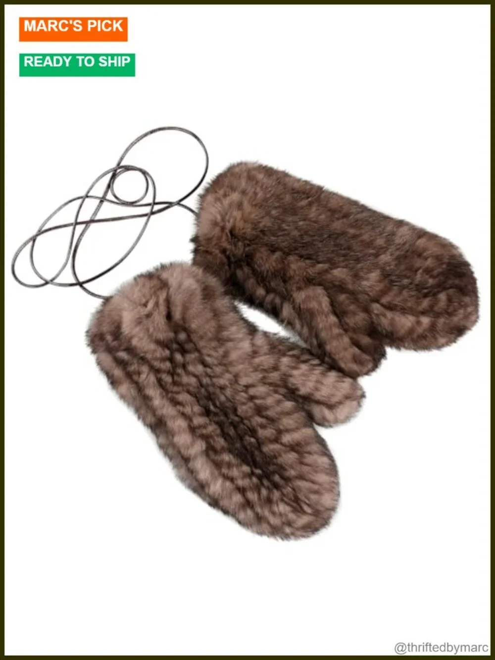 Luxury Women's Genuine Rabbit Fur Knitted Mittens - Soft Winter Cold Weather